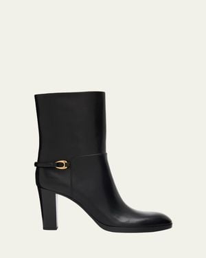 Saint Laurent Sulpice Smooth Leather Booties - Black