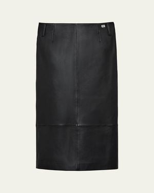Marc Jacobs Leather Slim Pencil Midi Skirt - Black