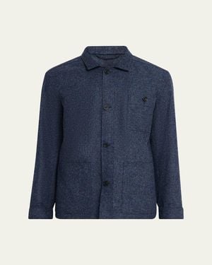 Anderson & Sheppard Wool Patch-Pocket Shirt Jacket - Blue
