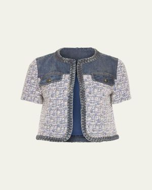 Ramy Brook Libby Mixed-Media Jacket - Blue