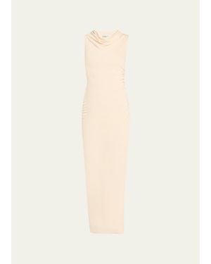 Anna Quan Amali Draped Cowl-Neck Jersey Dress - Natural