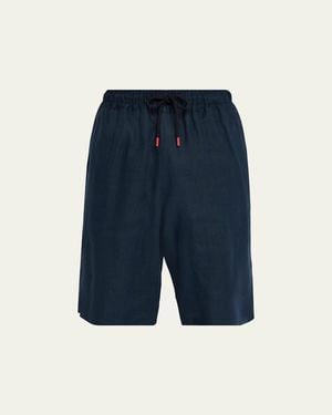 Kiton Linen Drawstring Shorts - Blue