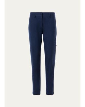 Akris Punto Mila Wool Tapered-Leg Ankle Cargo Pants - Blue