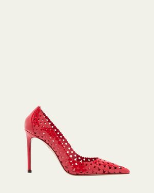 Prada Vernice Cuore Patent Leather Pointed Toe Hearts Heel