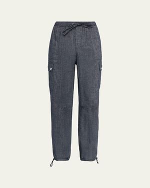 Cinq À Sept Crislin Linen-Blend Drawstring Cargo Pants - Blue
