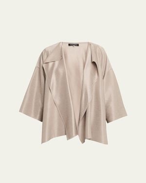 Eskandar Midweight Silk Plissé Dps Jacket Coat - Natural