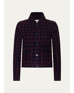 L'Agence Nyx Tweed Crop Jacket - Blue