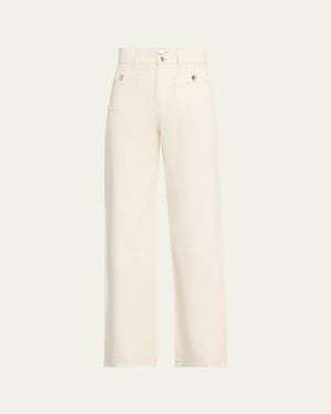 Veronica Beard Taylor High-Rise Wide-Leg Jeans - Natural