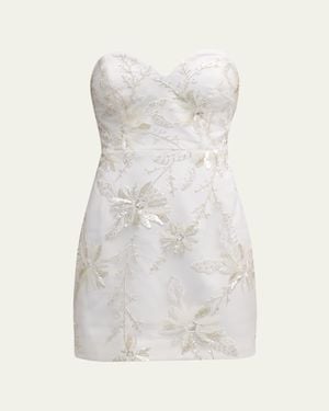 MILLY Ronni Strapless Bead & Sequin Mini Dress - White