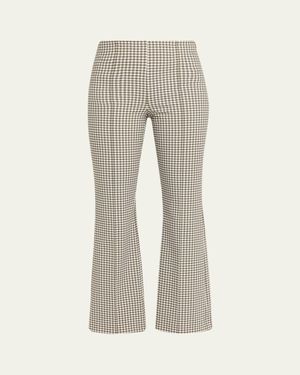 Vince Niki Gingham Mid-Rise Crop Flare Pants - Gray