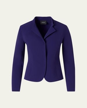 Akris Hamer Bi-Stretch Wool Double-Face Short Jacket - Blue