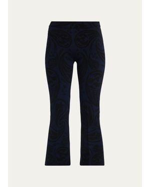 High Sport Cosmic Paisley Flared-Leg Crop Pants - Blue