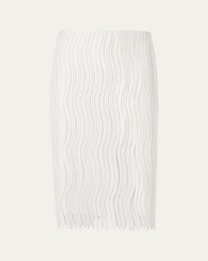 Akris Techno Wave Guipure Slit Pencil Skirt - White