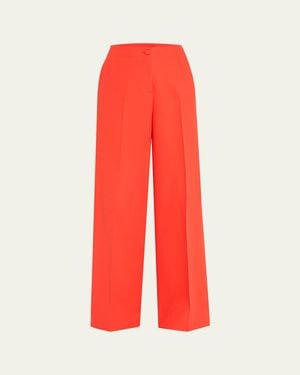 Brioni Camilla Wide Leg Silk Wool Pants - Red