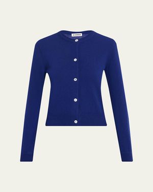 Jil Sander Wool Crewneck Cardigan - Blue