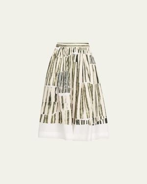 Jason Wu Stripe Collage A-Line Midi Skirt - White