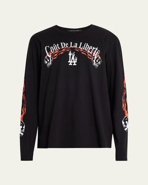 Cout de la Liberte Crystal Flame And Skull Long-Sleeve T-Shirt - Black