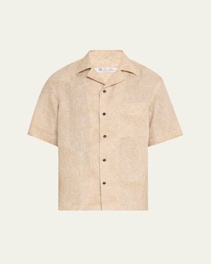 Loro Piana Federico Linen Pocket Camp Shirt - Natural