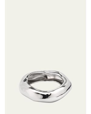 Alexis Wide Molten Bangle, Size Small - White