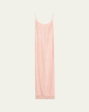 The New Arrivals Ilkyaz Ozel Isis Floral Sequined Slip Gown - Pink