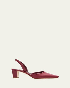 Manolo Blahnik 50Mm Vendona Leather Slingback Pumps - Pink
