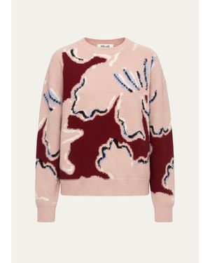 Diane von Furstenberg Mirella Floral Intarsia Wool-Cashmere Sweater - Pink