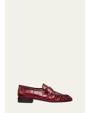 The Row Soft Leather Flat Loafers - Red