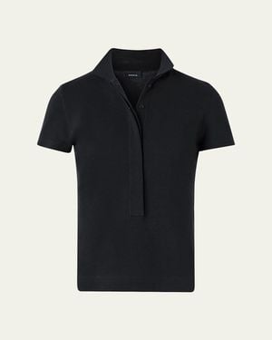 Akris Cotton Pique Short-Sleeve Polo Shirt - Black