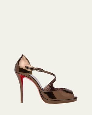 Christian Louboutin 120Mm Miss Zigou Metallic Leather Sole Sandals - Natural
