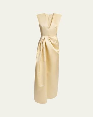 Givenchy Draped Silk Sleeveless Dress With Slit - Natural