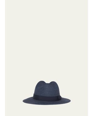 Giorgio Armani Jute Ribbon-Band Fedora Hat - Blue