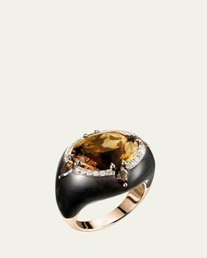 Boghossian 18K Rose Inlay Reveal Ring With Citrine And Jadeite - Metallic