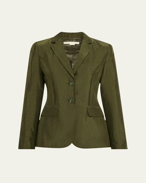 Jason Wu Crinkled Satin Single-Breasted Blazer - Green