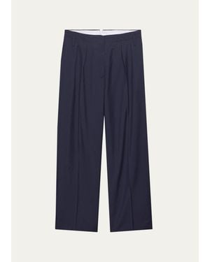 Prada Pleated Mohair-Wool Pants - Blue