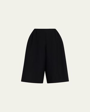 The Row Fauna Pleated Wide-Leg Culotte Shorts - Blue