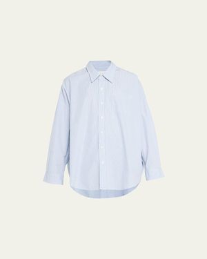 R13 Oxford Oversized Pin-Stripe Shirt - Blue
