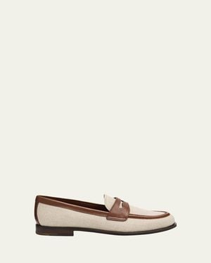 Church's Heswall 2 Leather-Trimmed Canvas Penny Loafers - Natural
