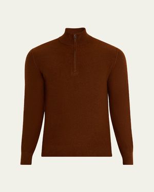Vince Plush Cashmere Quarter-Zip Sweater - Brown