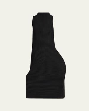 Issey Miyake Folded Pleats Sleeveless Midi Dress - Black