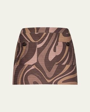 L'Agence Cyra Low-Rise Mini Skirt - Brown