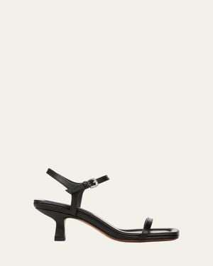 Vince Coco Leather Kitten-Heel Sandals - Natural