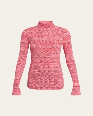 6397 Long-Sleeve Knit Mock-Neck Top - Pink
