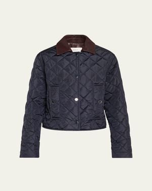 A.L.C. Henri Quilted Contrast Collar Jacket - Blue