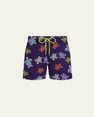 Vilebrequin Tortues Micro-Perforated Ultra-Light Swim Trunks - Blue