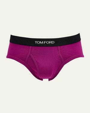 Tom Ford Jacquard Logo Cotton Briefs - Purple