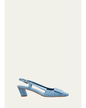 Roger Vivier 45Mm Belle Vivier Denim Slingback Pumps - Blue