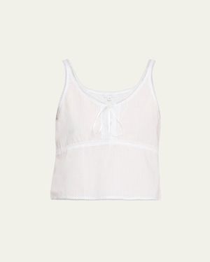 Andine Lulu Striped Lace-Trim Crop Tank - Natural