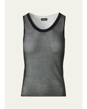 Akris Two-Tone Grid Knit Tank Top - Gray