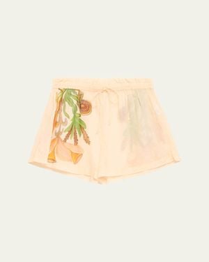 Ulla Johnson Water Blossoms Bijou Coverup Shorts - Natural