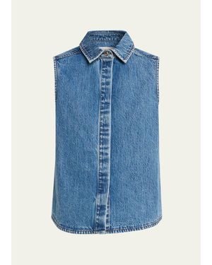 Still Here Emma Sleeveless Denim Top - Blue